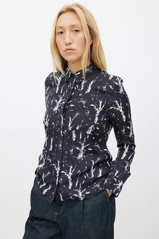 Marni Black 
White Floral Silk Shirt