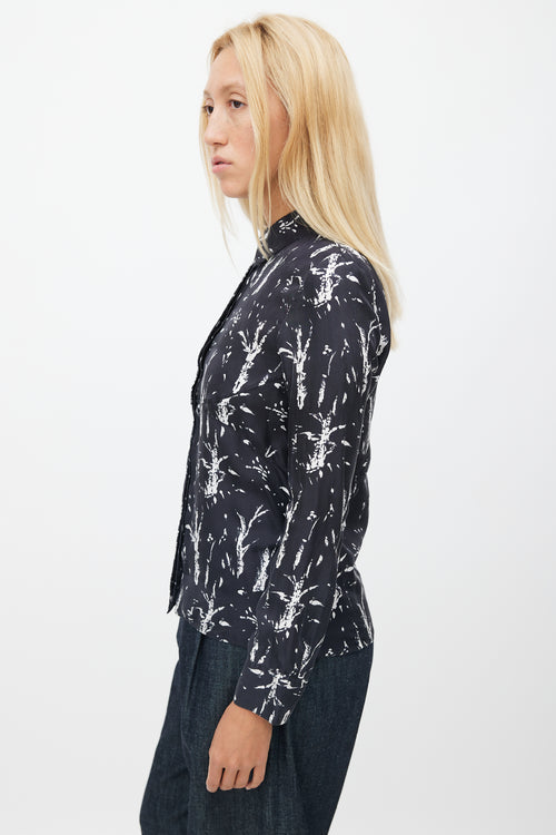 Marni Black 
White Floral Silk Shirt