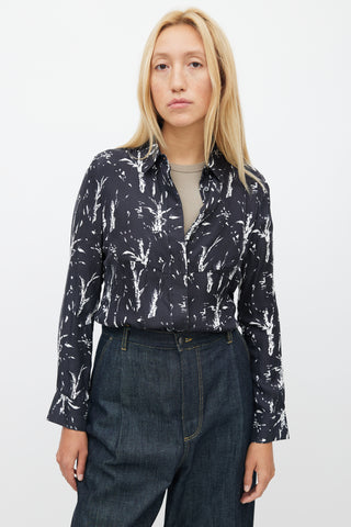 Marni Black 
White Floral Silk Shirt