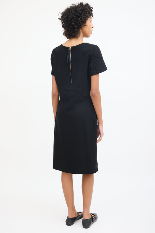 Marni Black Wool 
Nylon Knit Midi Dress