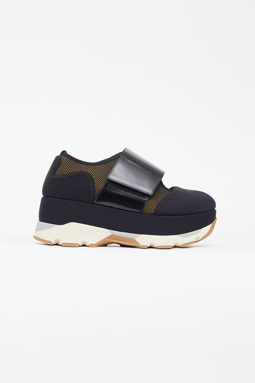 Marni Black 
Yellow Neoprene Mary Jane Sneaker