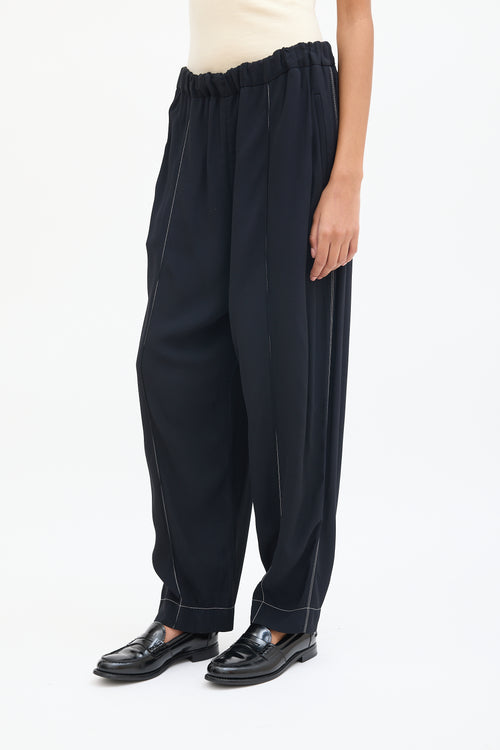 Marni Black Drop Seat Taper Leg Trouser