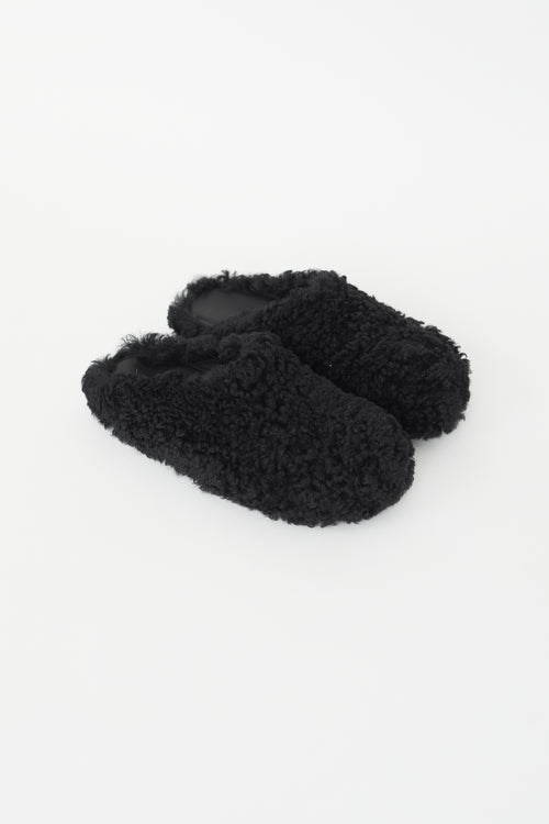 Marni Black Shearling Fussbett Sabot Mule