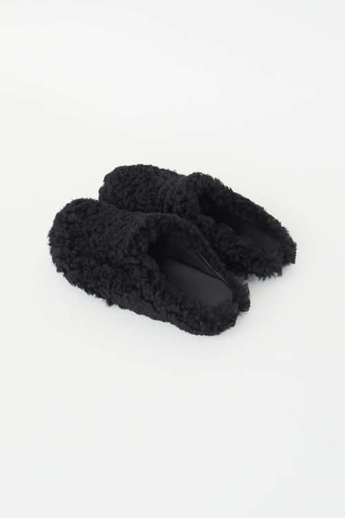 Marni Black Shearling Fussbett Sabot Mule