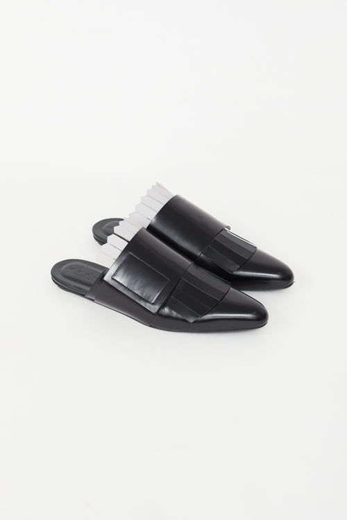 Marni Black Leather Oxford Slide