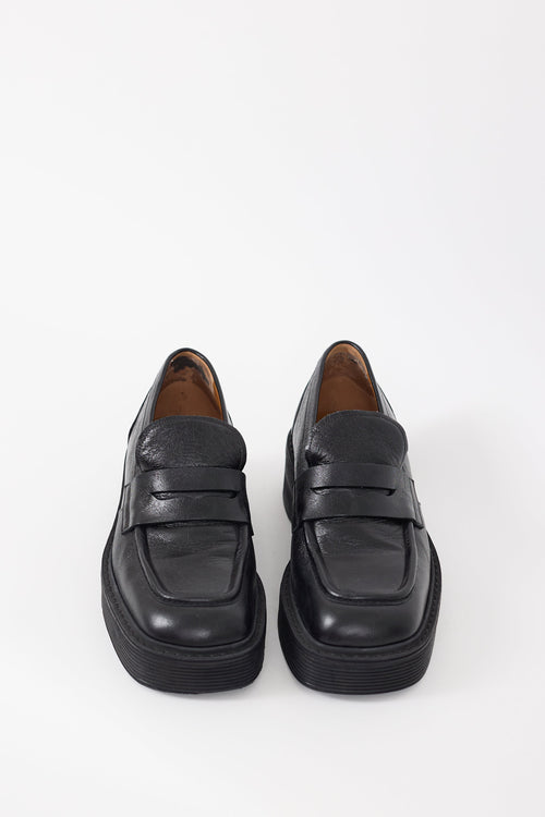 Marni Black Leather Penny Loafer