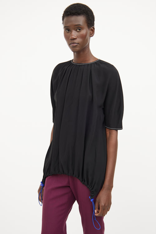 Marni Black Contrast Stitch Top