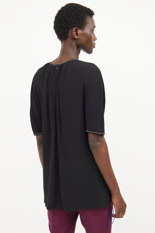 Marni Black Contrast Stitch Top