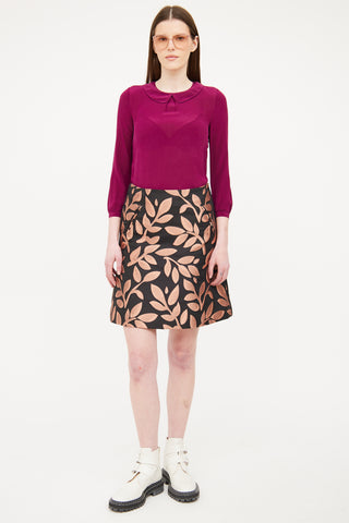 Black 
Pink Jacquard Skirt