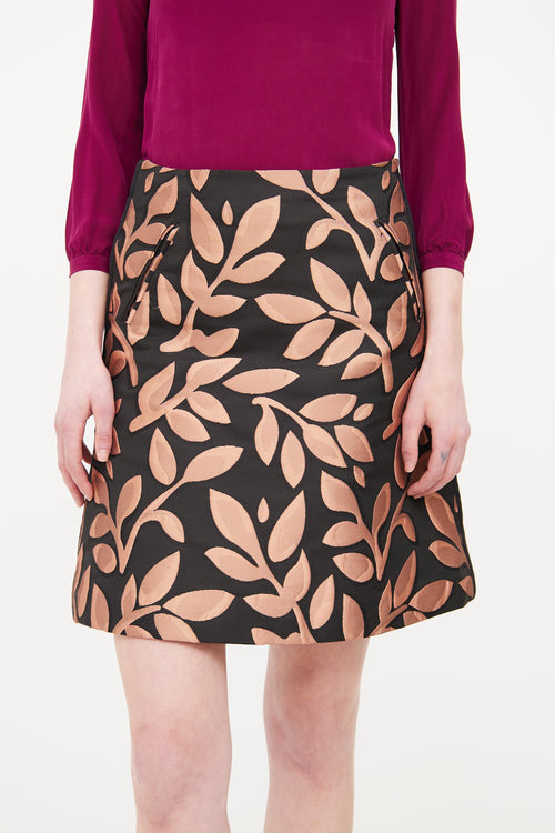 Black 
Pink Jacquard Skirt