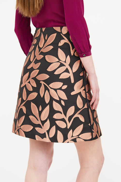 Black 
Pink Jacquard Skirt