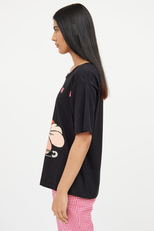 Marni Black 
Pink Floral Graphic Top