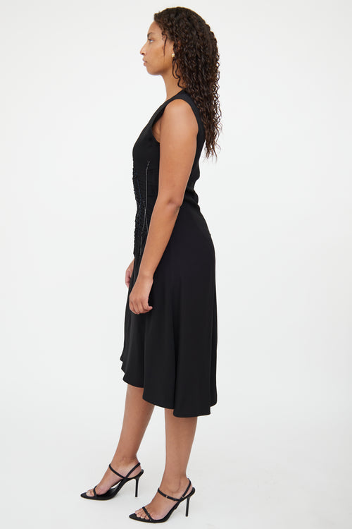 Marni Black 
Blue Ruched Sleeveless Dress