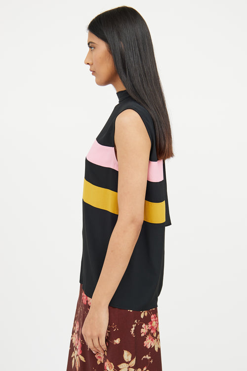 Marni Black Yellow Pink Sleeveless Top