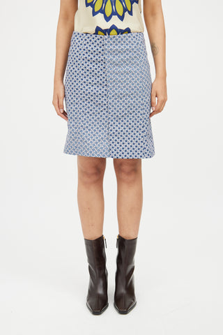 Marni Blue Multi Pattern Skirt