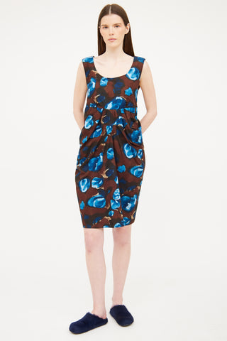 Marni Brown Cotton Floral Dress