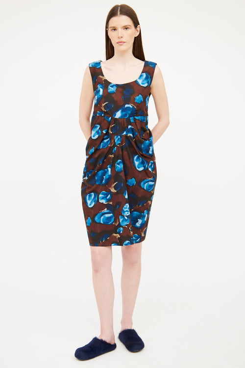 Marni Brown Cotton Floral Dress