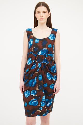 Marni Brown Cotton Floral Dress