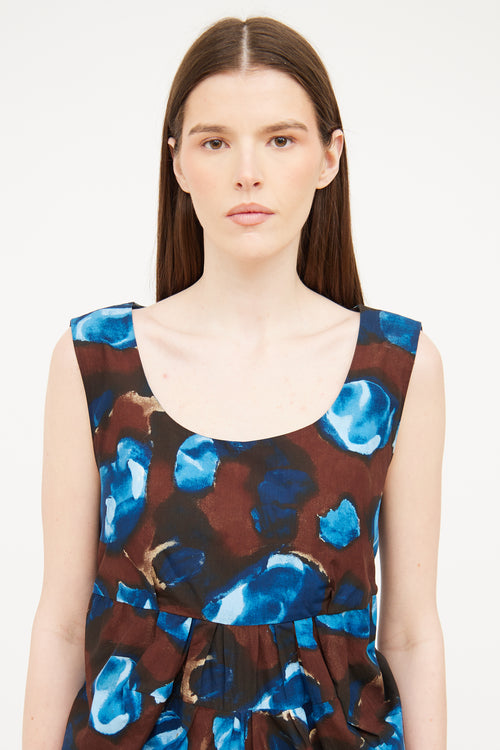 Marni Brown Cotton Floral Dress