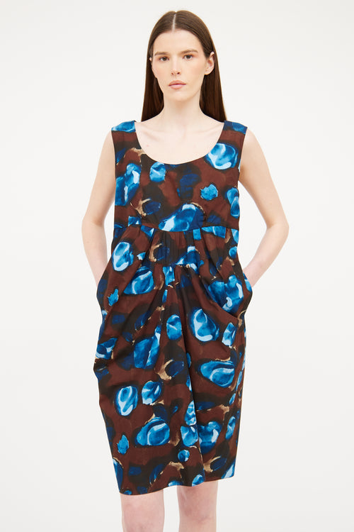 Marni Brown Cotton Floral Dress