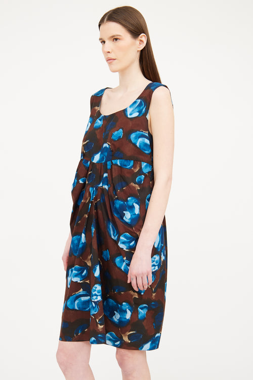 Marni Brown Cotton Floral Dress