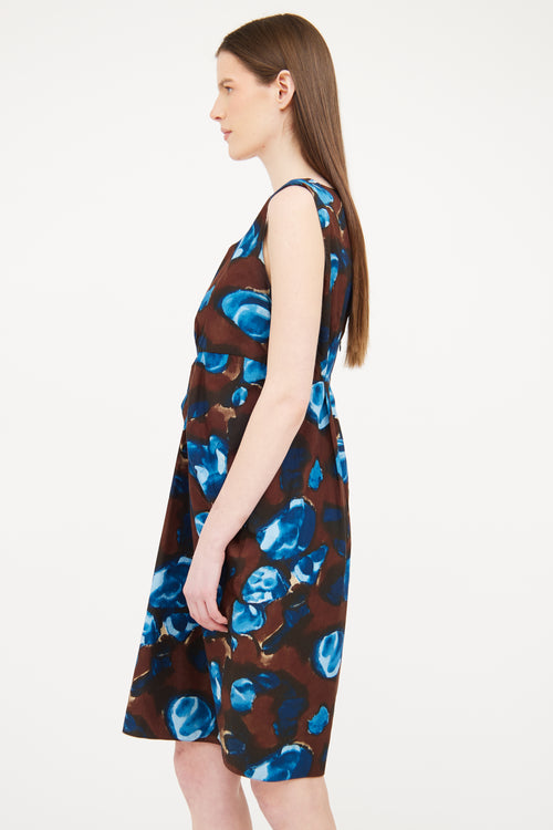 Marni Brown Cotton Floral Dress