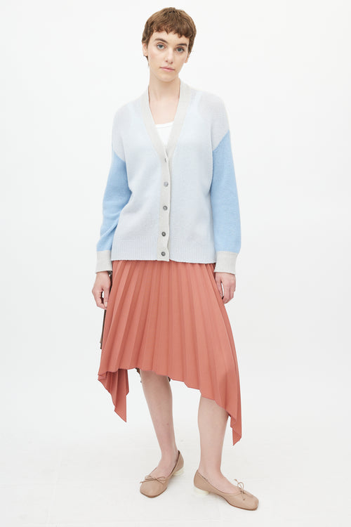 Marni Blue 
Grey Cashmere Colourblock Cardigan