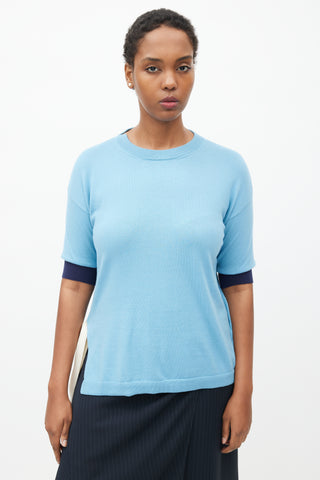 Marni Blue Knit Tie Sweater