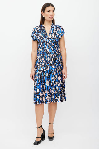 Marni Blue 
Pink Printed Pleat Tier Dress