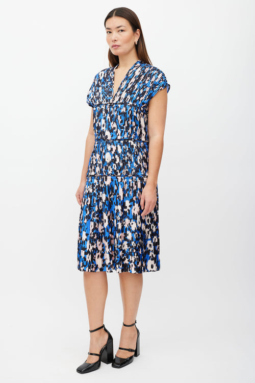 Marni Blue 
Pink Printed Pleat Tier Dress