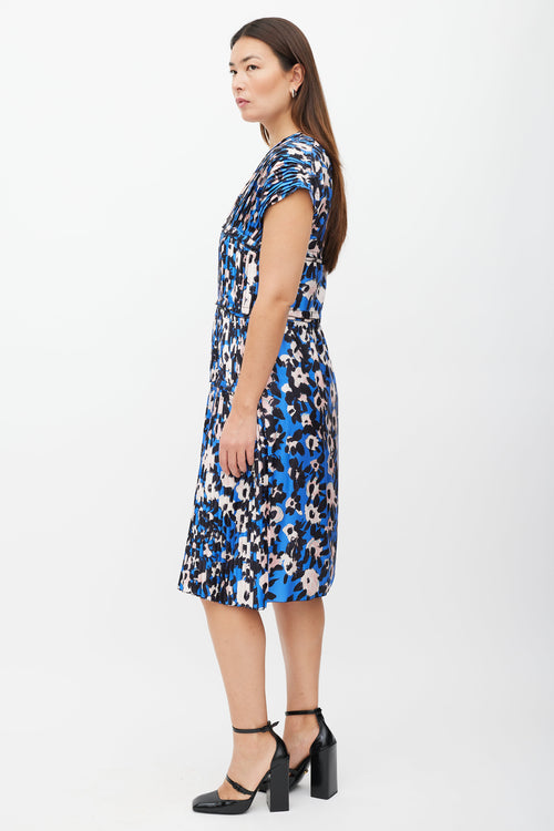 Marni Blue 
Pink Printed Pleat Tier Dress