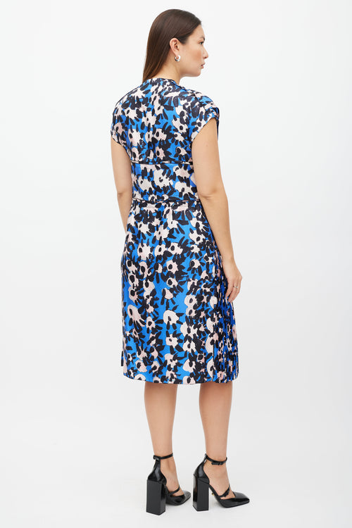 Marni Blue 
Pink Printed Pleat Tier Dress