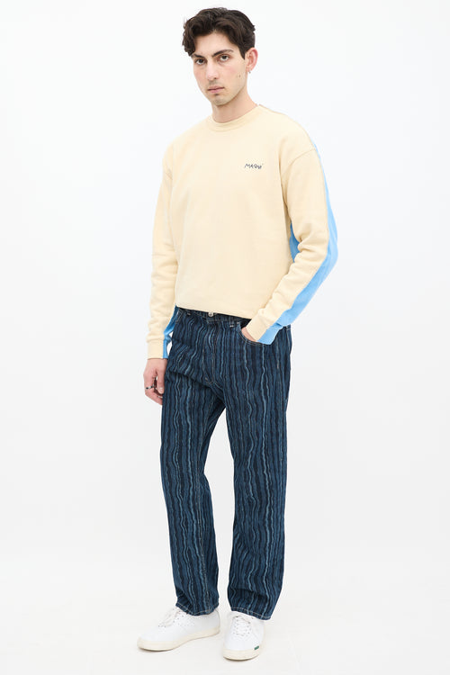 Marni Blue Wavy Striped Jeans