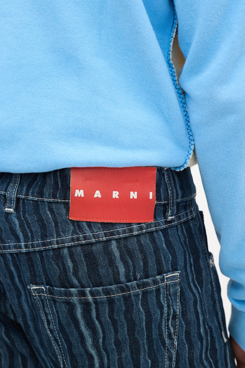 Marni Blue Wavy Striped Jeans