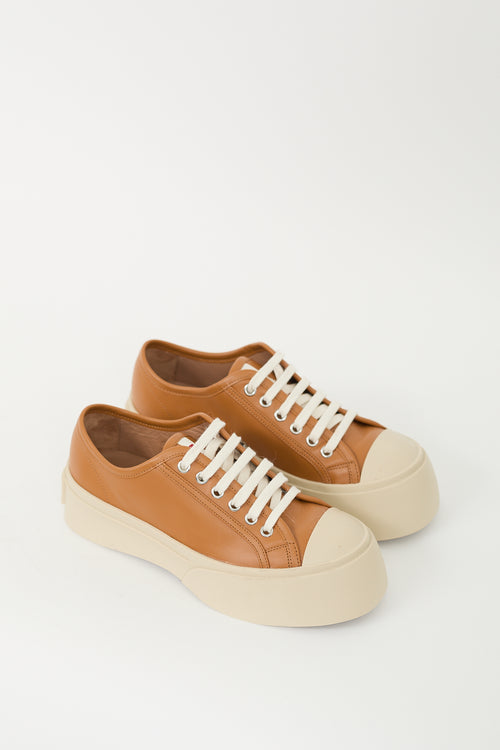 Marni Brown 
Beige Leather 
Rubber Pablo Platform Sneaker