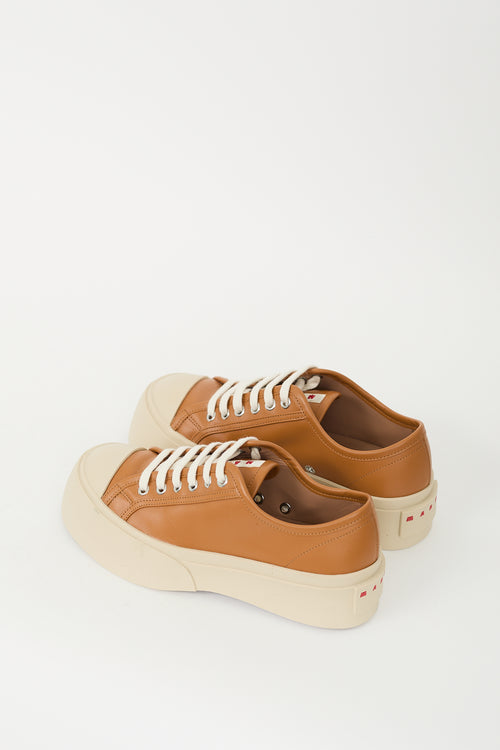 Marni Brown 
Beige Leather 
Rubber Pablo Platform Sneaker