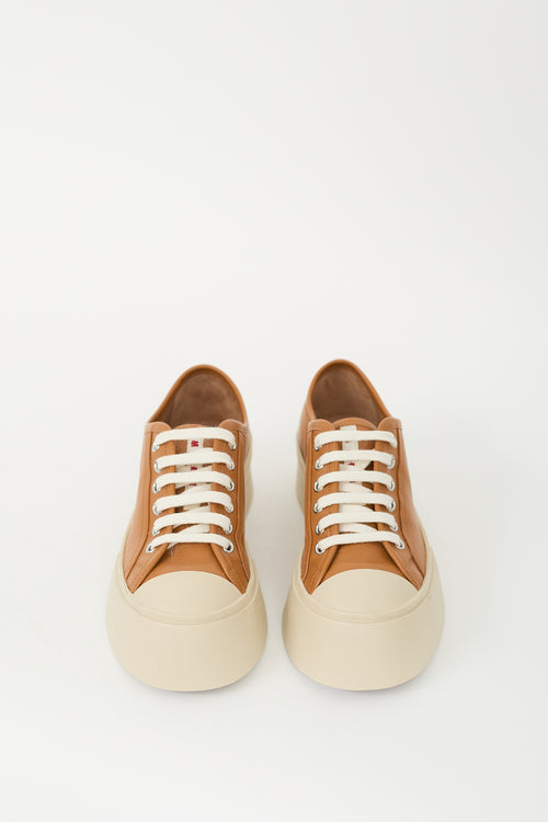 Marni Brown 
Beige Leather 
Rubber Pablo Platform Sneaker