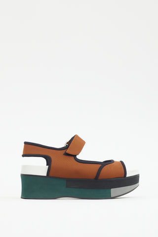 Marni Brown 
Multi Neoprene Platform Sandal