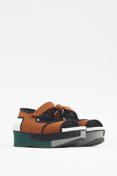 Marni Brown 
Multi Neoprene Platform Sandal