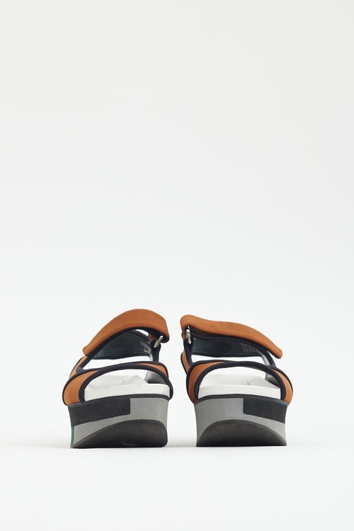 Marni Brown 
Multi Neoprene Platform Sandal