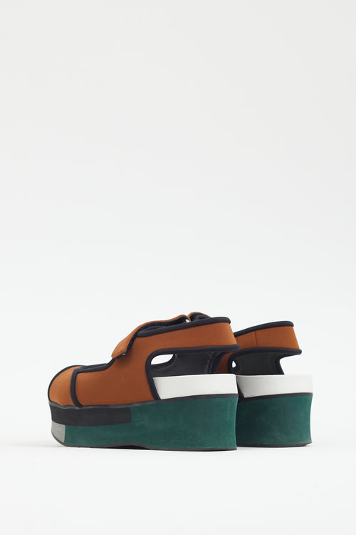 Marni Brown 
Multi Neoprene Platform Sandal