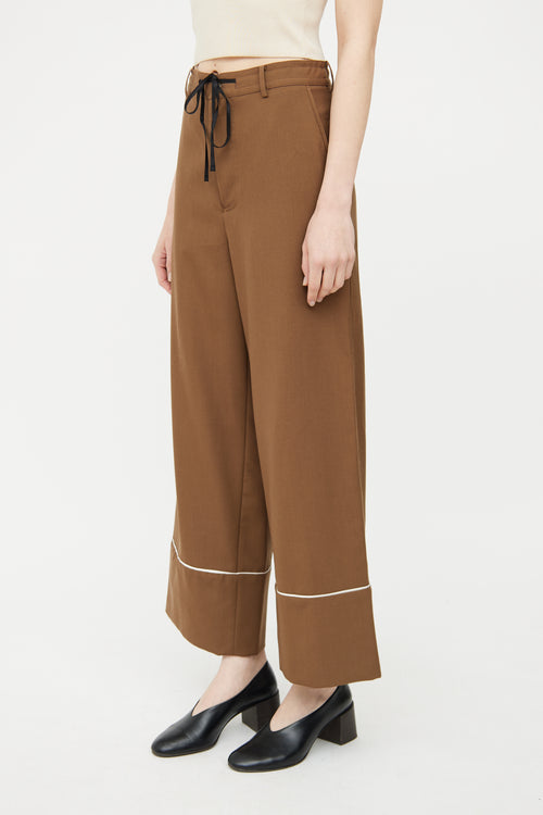 Marni Brown Wool Wide Leg Trouser