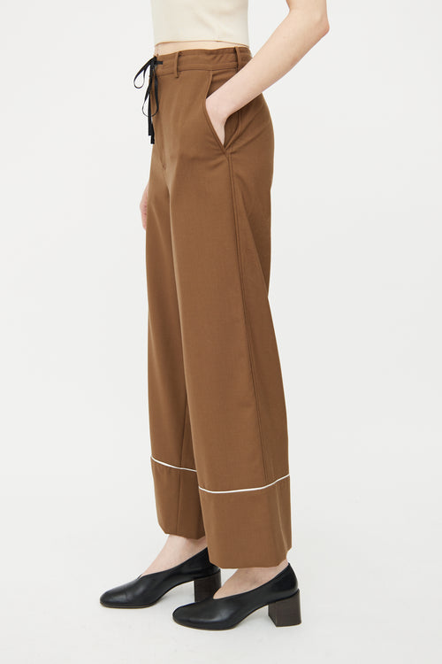 Marni Brown Wool Wide Leg Trouser