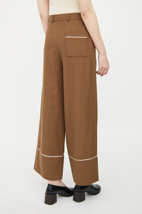 Marni Brown Wool Wide Leg Trouser