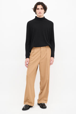 Marni Brown Wool Cuffed Wide Leg Trousers