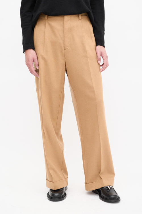 Marni Brown Wool Cuffed Wide Leg Trousers