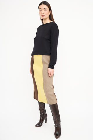 Marni Brown 
Yellow Colour Block Skirt