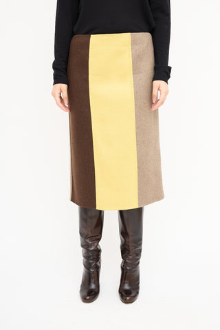 Marni Brown 
Yellow Colour Block Skirt