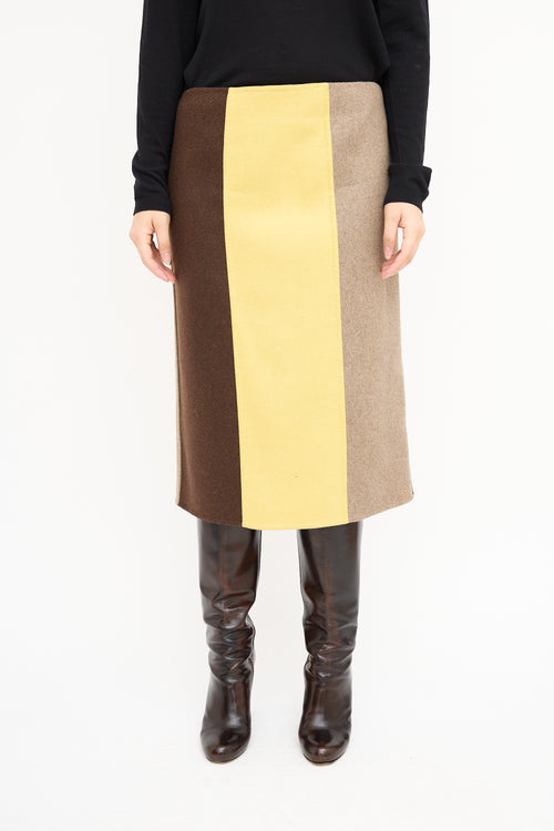 Marni Brown 
Yellow Colour Block Skirt