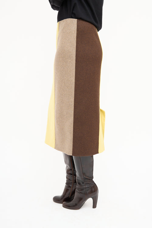 Marni Brown 
Yellow Colour Block Skirt